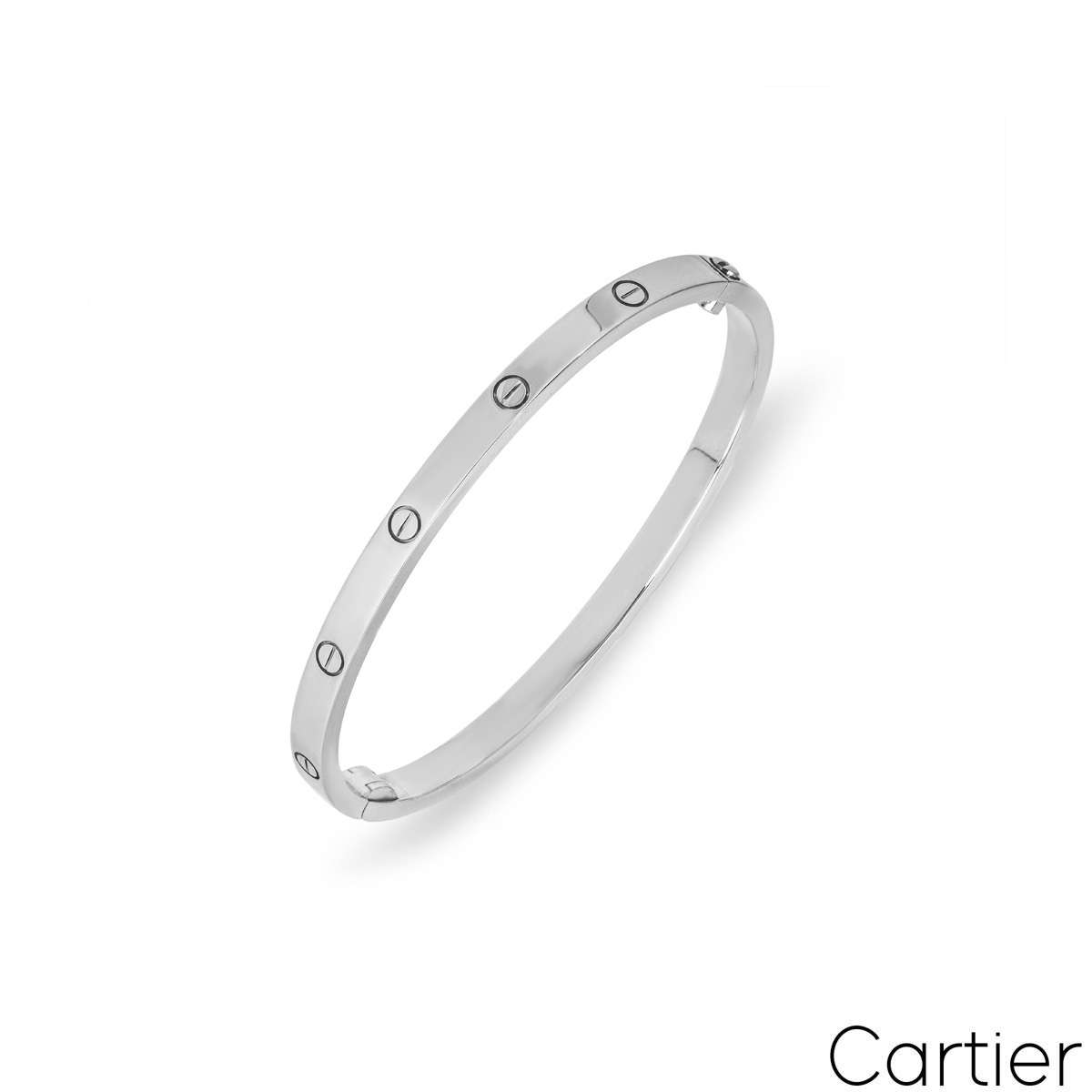 Cartier White Gold Plain Love Bracelet SM Size 16 B6047416
